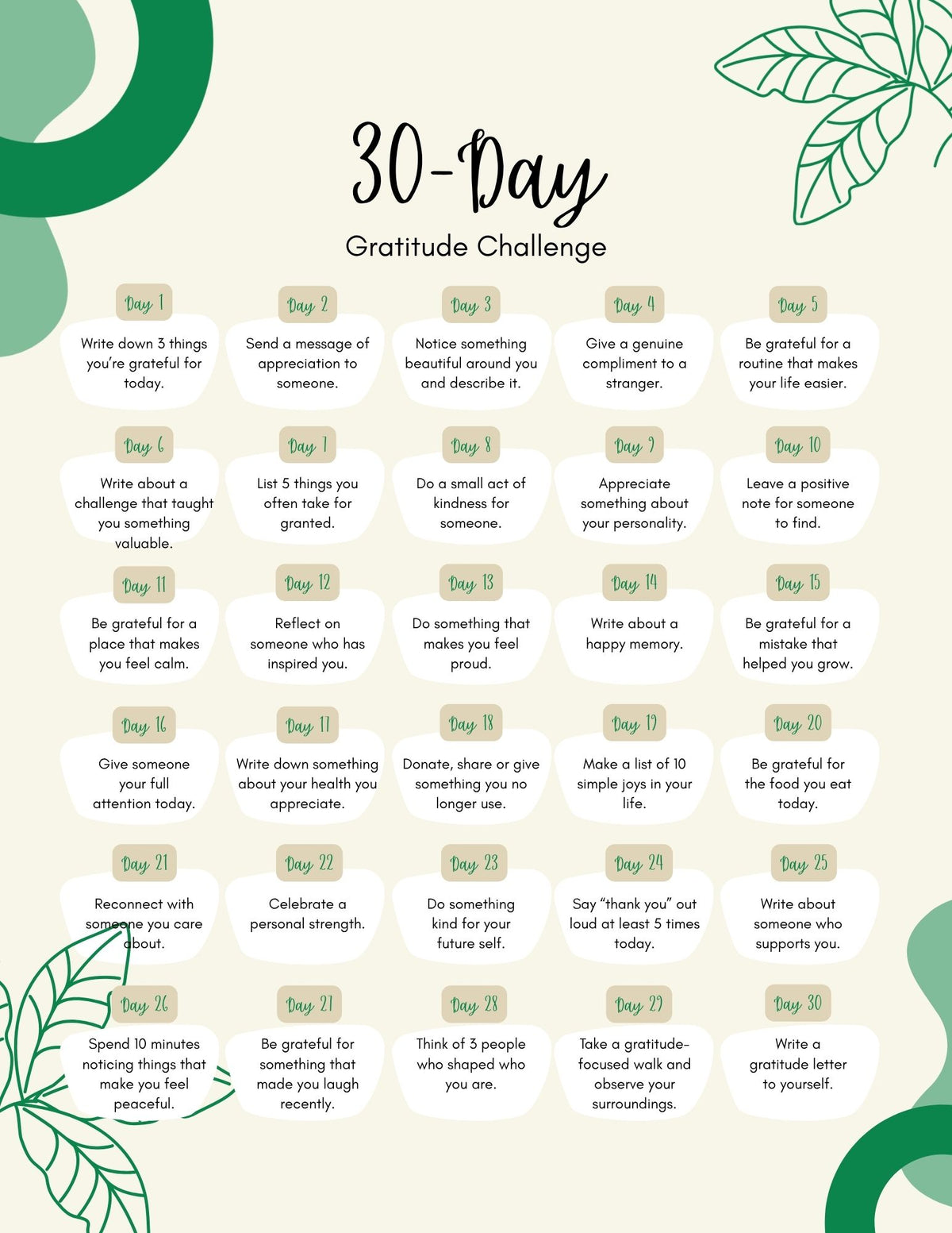 30 Days of Gratitude: Printable Journal