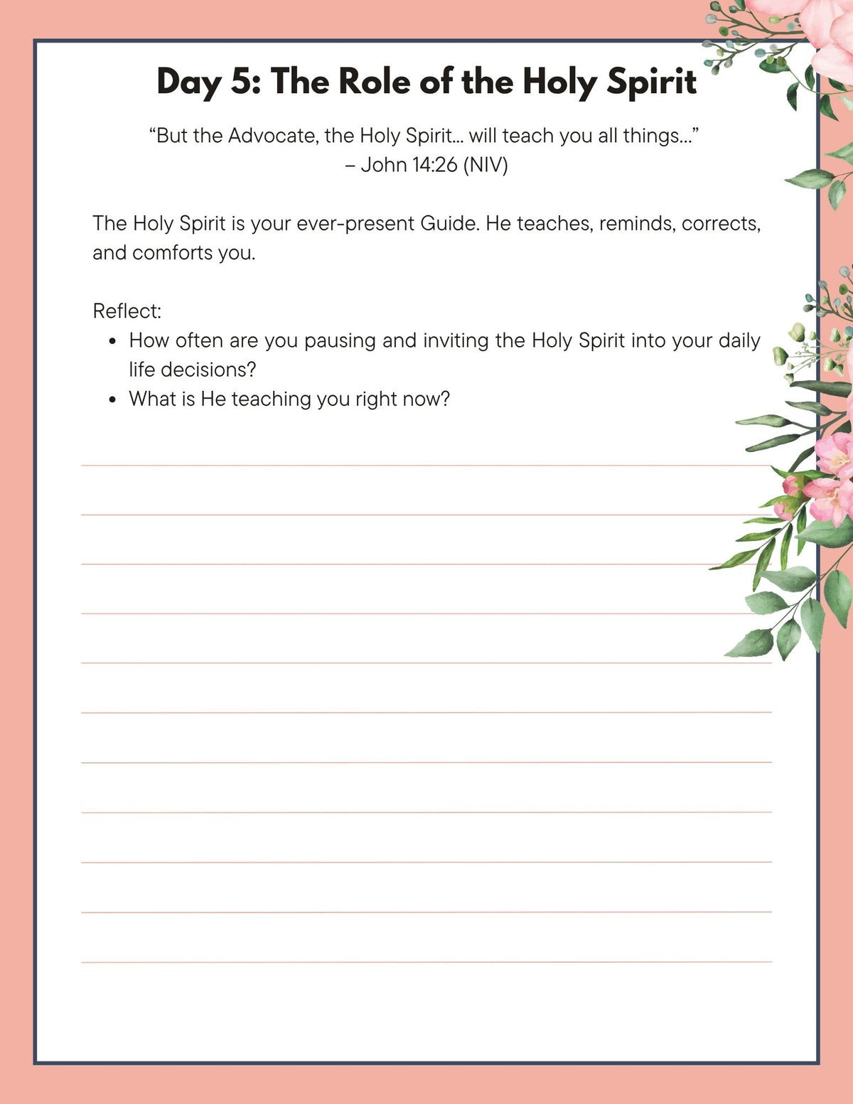 Hearing From The Holy Spirit: 10-Day Printable Devotional Journal